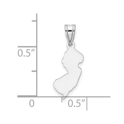 14K White Gold 14Kw New Jersey State Pendant
