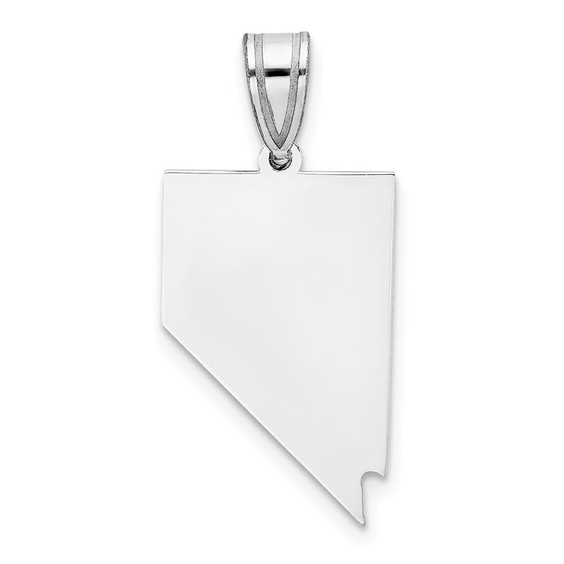 Sterling Silver Silver/Rhodium Plated Nevada State Pendant