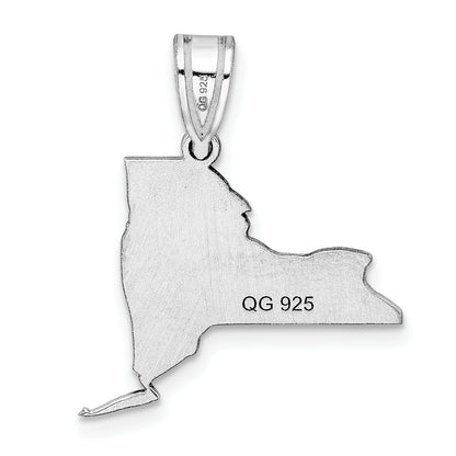 Sterling Silver Silver/Rhodium Plated New York State Pendant