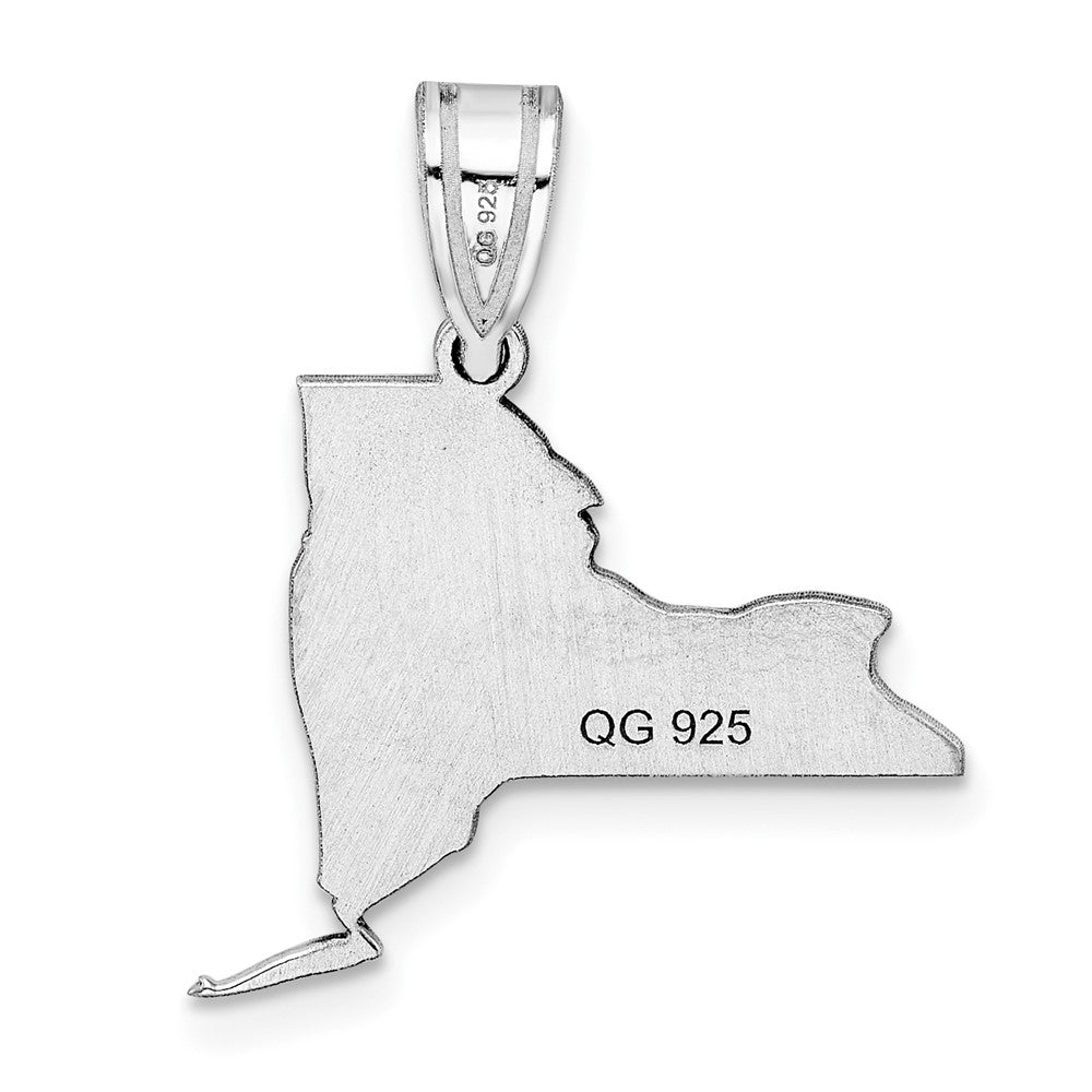 Sterling Silver Silver/Rhodium Plated New York State Pendant