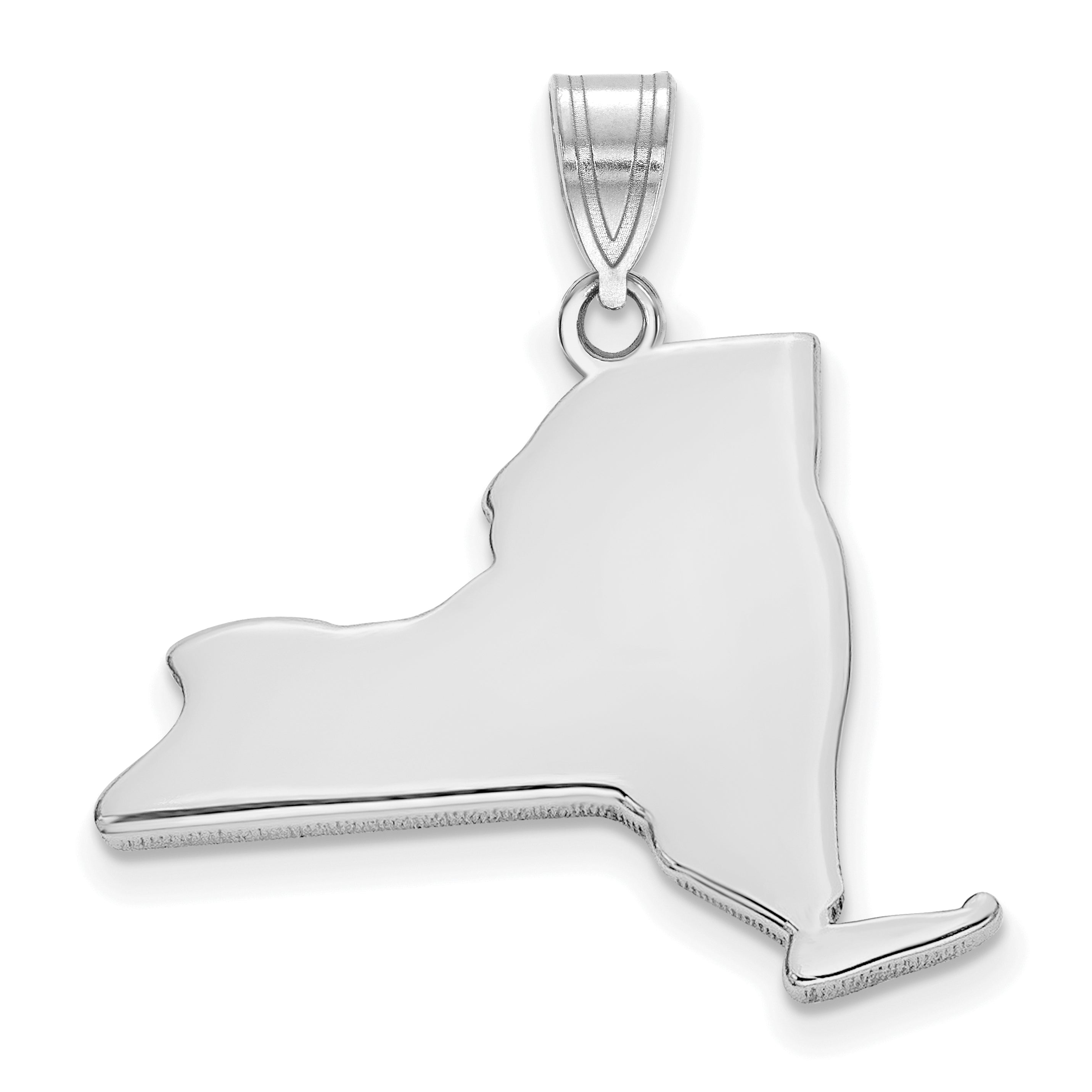Sterling Silver Silver/Rhodium Plated New York State Pendant