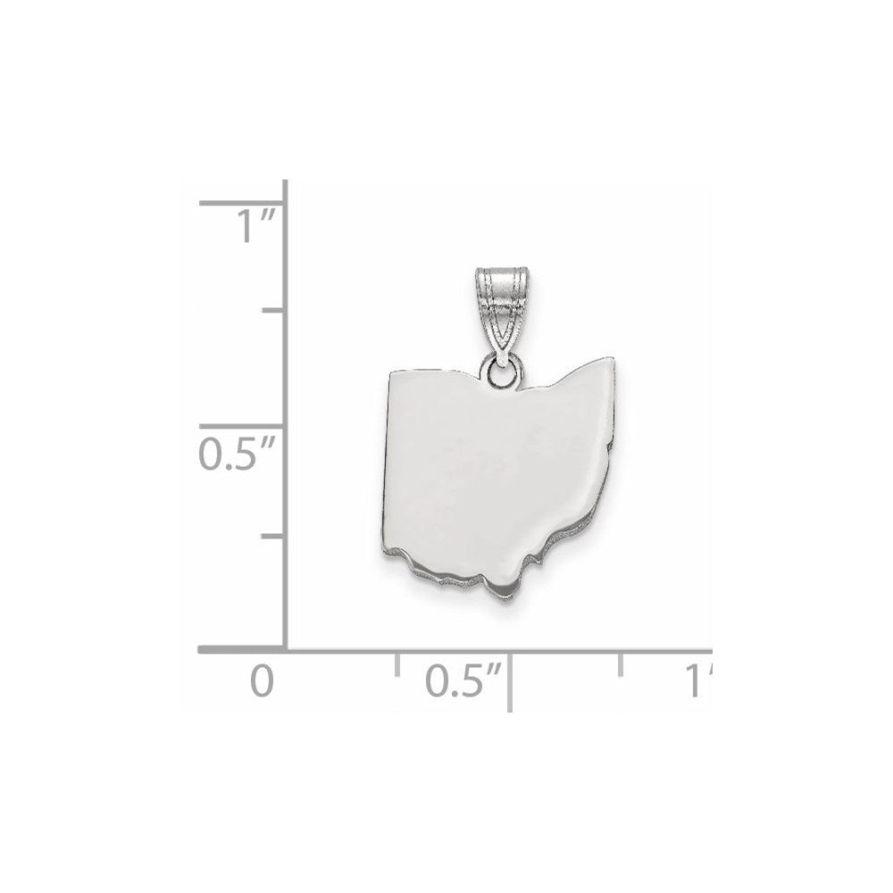 Sterling Silver Silver/Rhodium Plated Ohio State Pendant