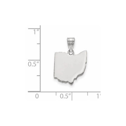 Sterling Silver Silver/Rhodium Plated Ohio State Pendant