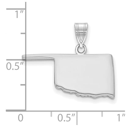 Sterling Silver Silver/Rhodium Plated Oklahoma State Pendant