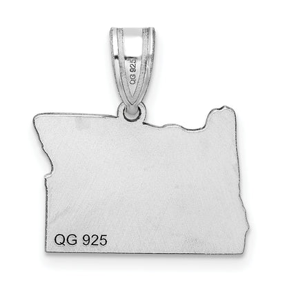 Sterling Silver Silver/Rhodium Plated Oregon State Pendant