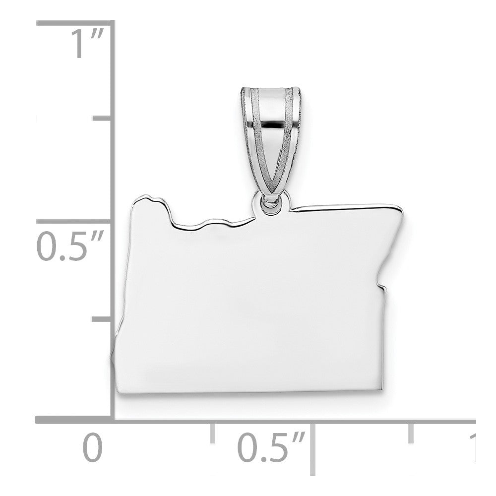 Sterling Silver Silver/Rhodium Plated Oregon State Pendant
