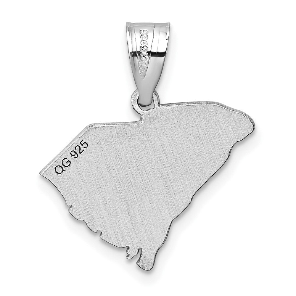 Sterling Silver Silver/Rhodium Plated South Carolina State Pendant