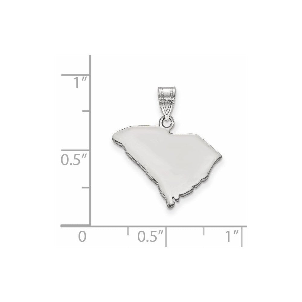 Sterling Silver Silver/Rhodium Plated South Carolina State Pendant