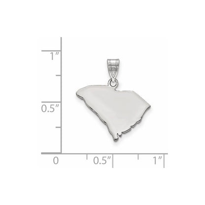 Sterling Silver Silver/Rhodium Plated South Carolina State Pendant