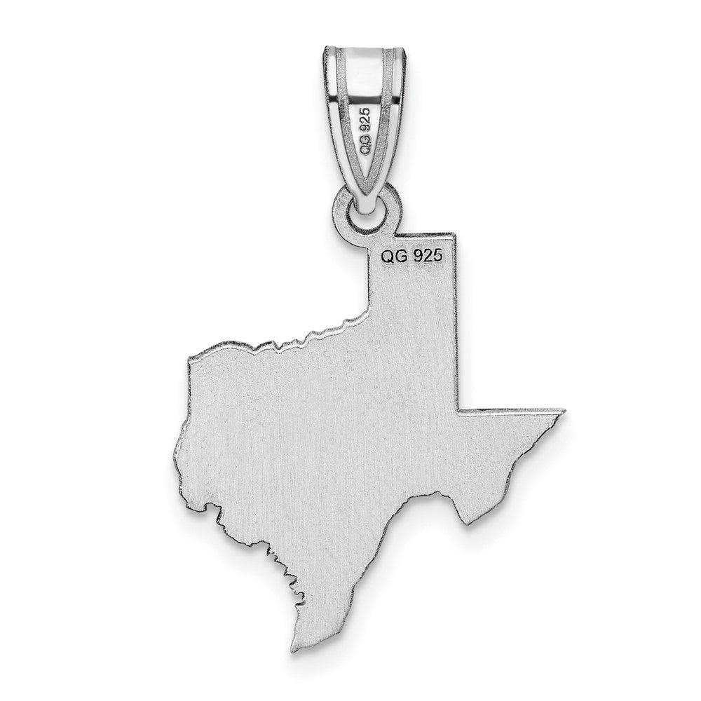 Sterling Silver Silver/Rhodium Plated Texas State Pendant