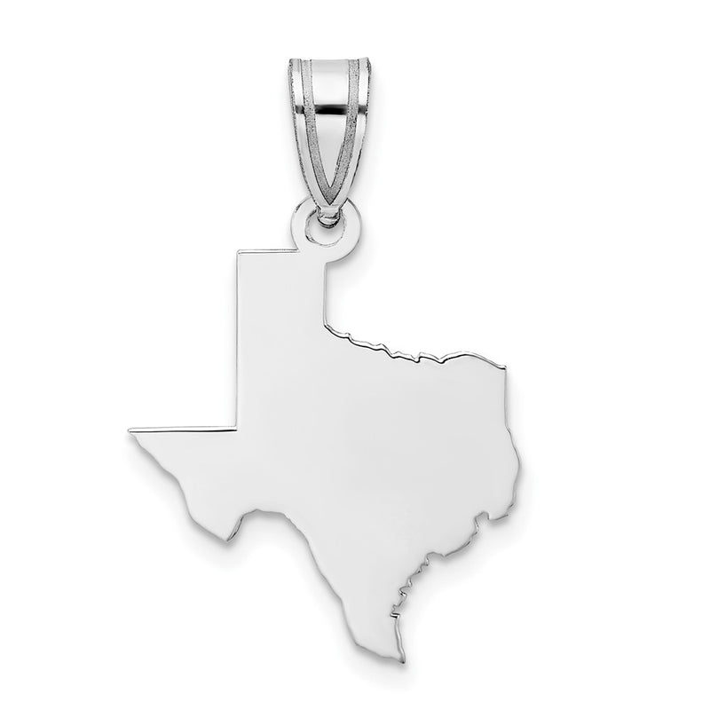 Sterling Silver Silver/Rhodium Plated Texas State Pendant
