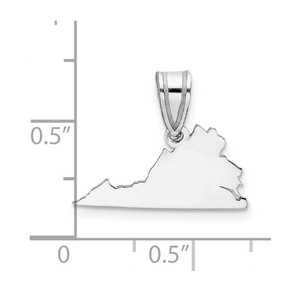 Sterling Silver Silver/Rhodium Plated Virginia State Pendant