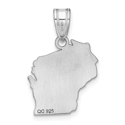 14K White Gold 14Kw Wisconsin State Pendant