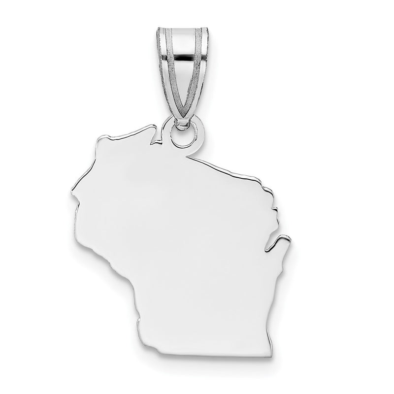 Sterling Silver Silver/Rhodium Plated Wisconsin State Pendant
