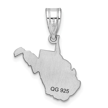 14k White Gold 14KW West Virginia State Pendant