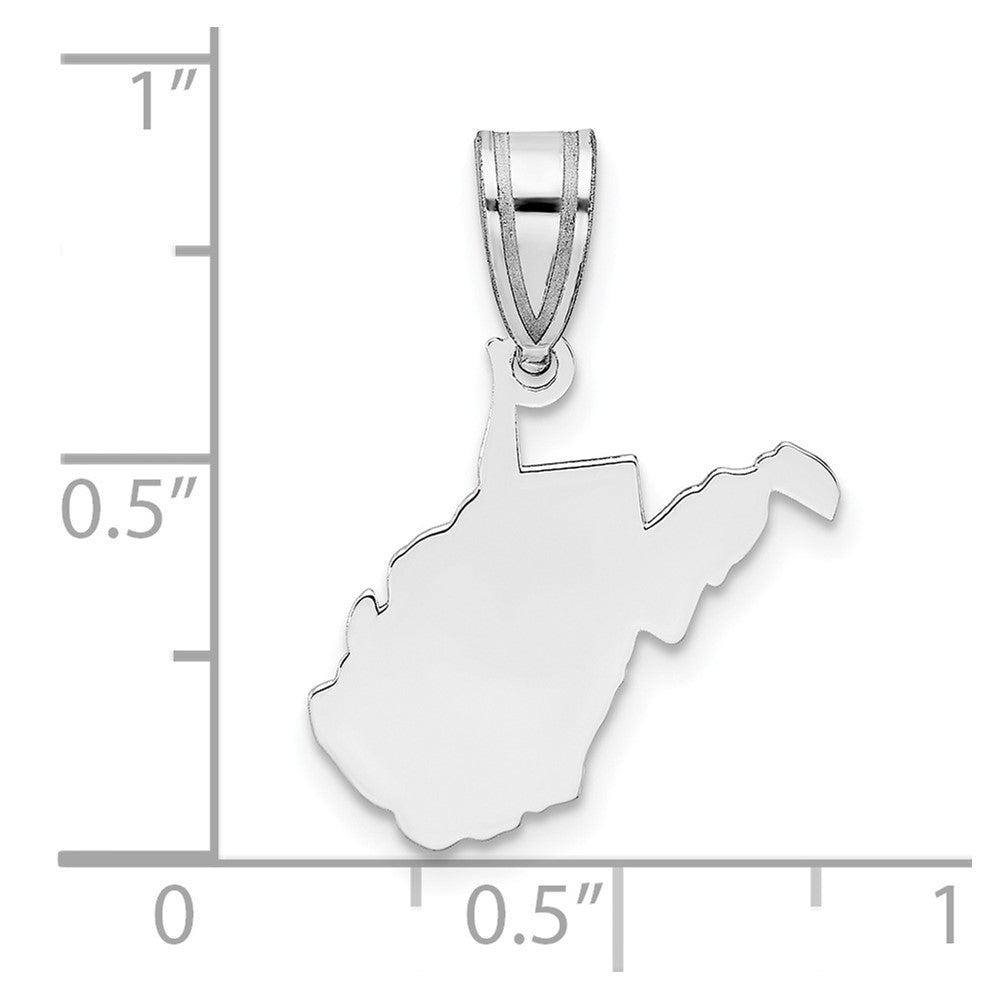 Sterling Silver Silver/Rhodium Plated West Virginia State Pendant