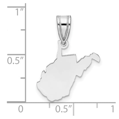 Sterling Silver Silver/Rhodium Plated West Virginia State Pendant