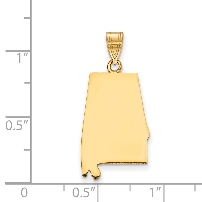 Gold Plated Sterling Silver/Gold Alabama State Pendant