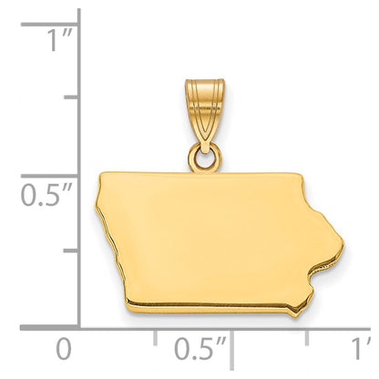 Gold Plated Sterling Silver/Gold Iowa State Pendant