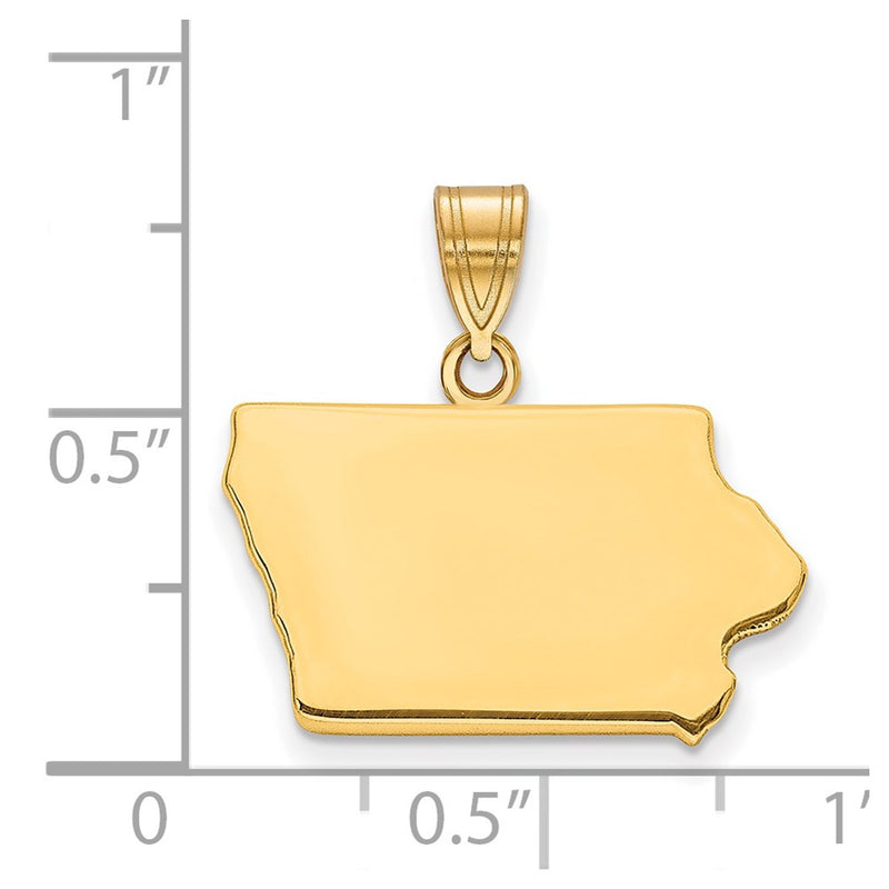 Gold Plated Sterling Silver/Gold Iowa State Pendant