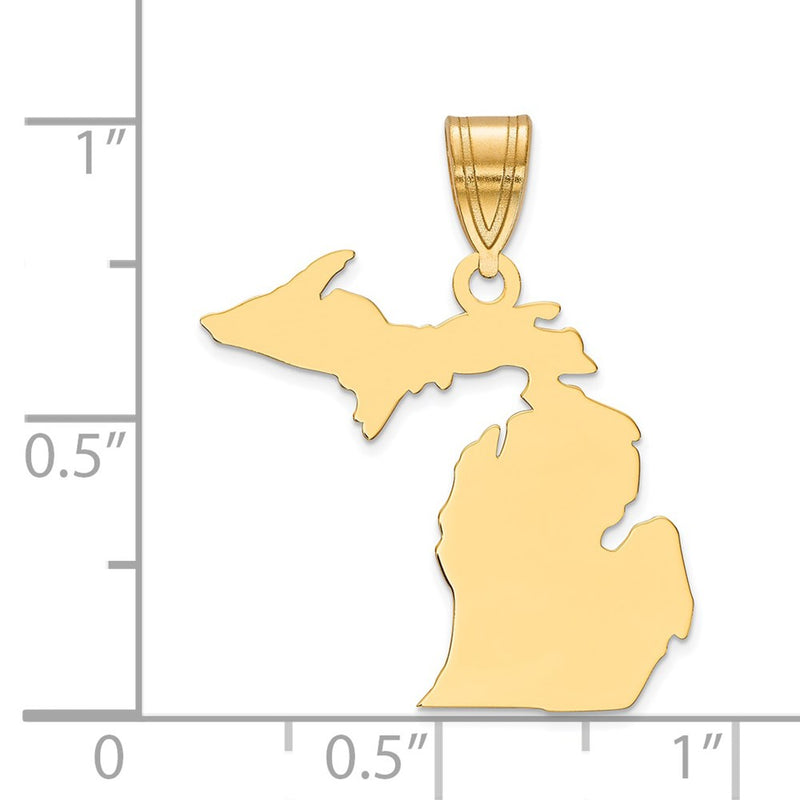 Gold Plated Sterling Silver/Gold Michigan State Pendant