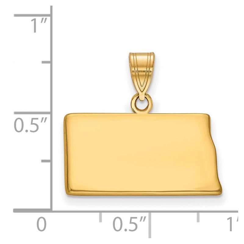 Gold Plated Sterling Silver/Gold North Dakota State Pendant