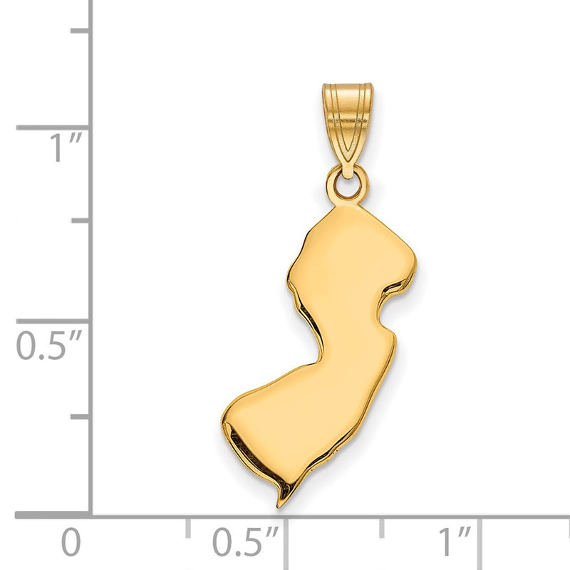 Gold Plated Sterling Silver/Gold New Jersey State Pendant