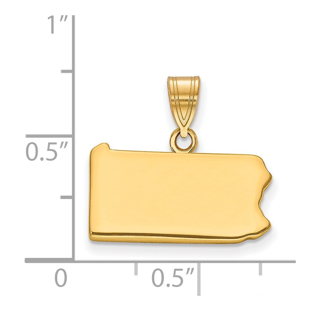 Gold Plated Sterling Silver/Gold Pennsylvania State Pendant