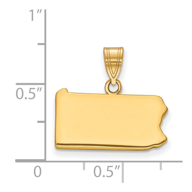 Gold Plated Sterling Silver/Gold Pennsylvania State Pendant
