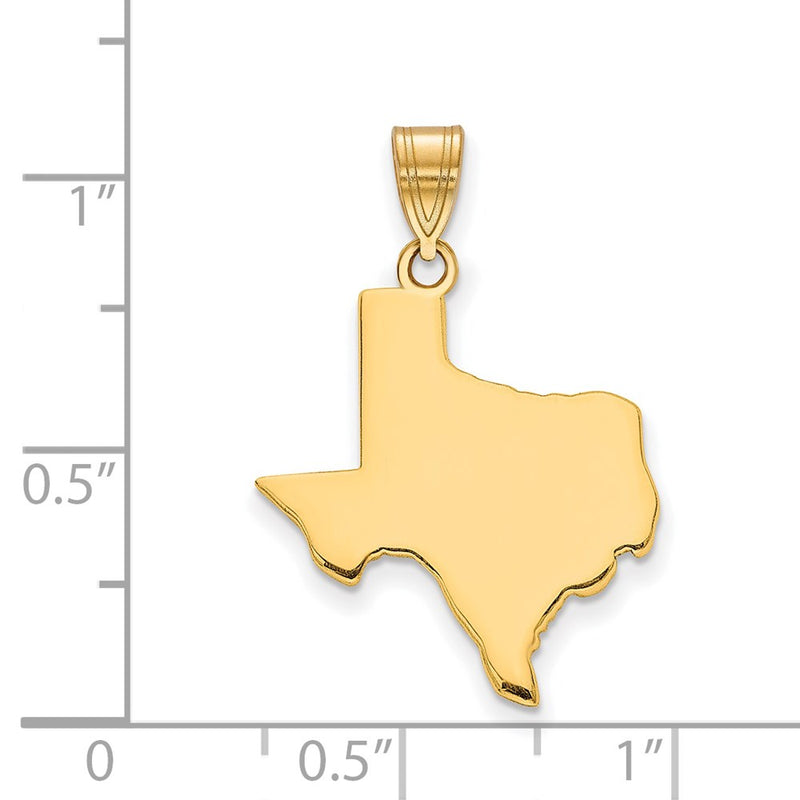 Gold Plated Sterling Silver/Gold Texas State Pendant