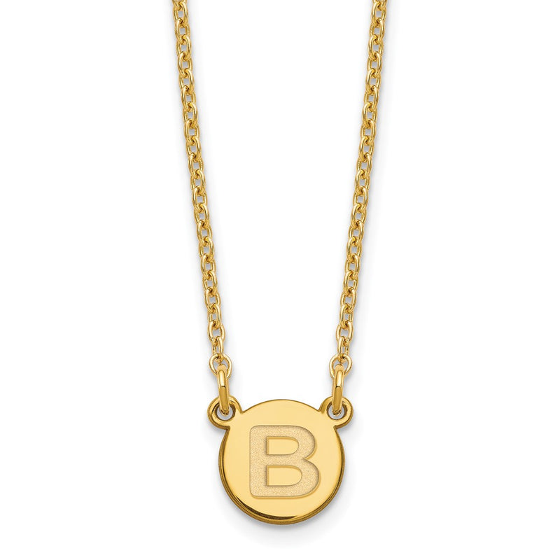 Gold Plated Sterling Silver Tiny Circle Block Letter B Initial Necklace