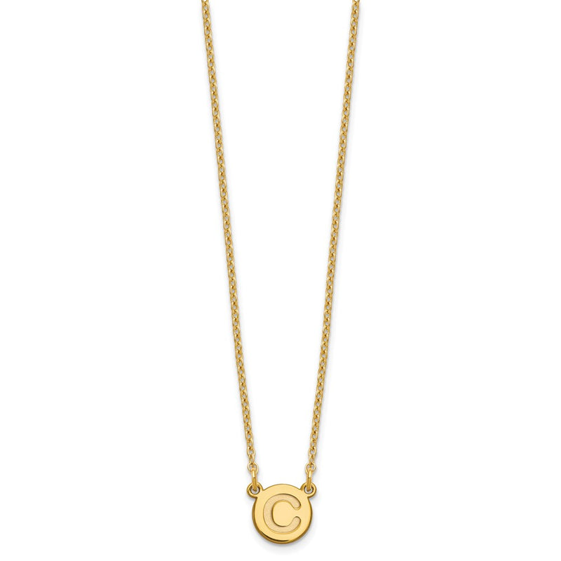 Gold Plated Sterling Silver Tiny Circle Block Letter C Initial Necklace