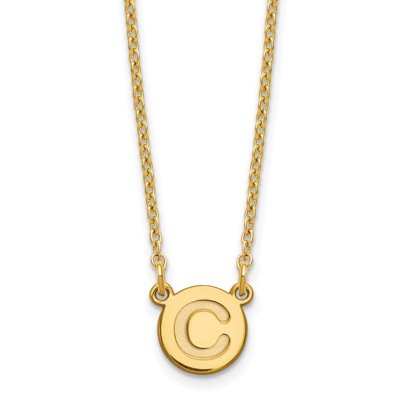 Gold Plated Sterling Silver Tiny Circle Block Letter C Initial Necklace