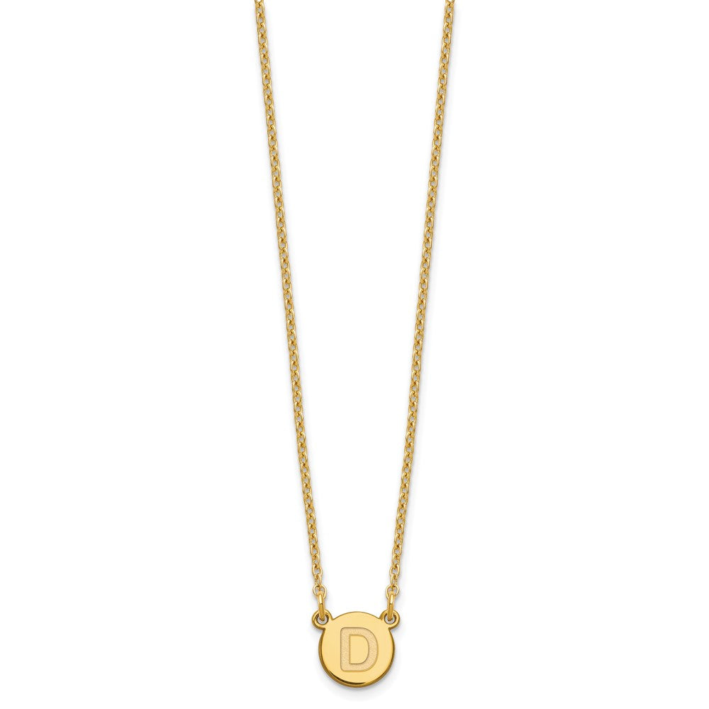 Gold Plated Sterling Silver Tiny Circle Block Letter D Initial Necklace