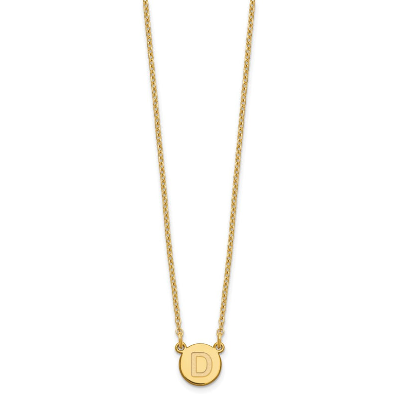 Gold Plated Sterling Silver Tiny Circle Block Letter D Initial Necklace