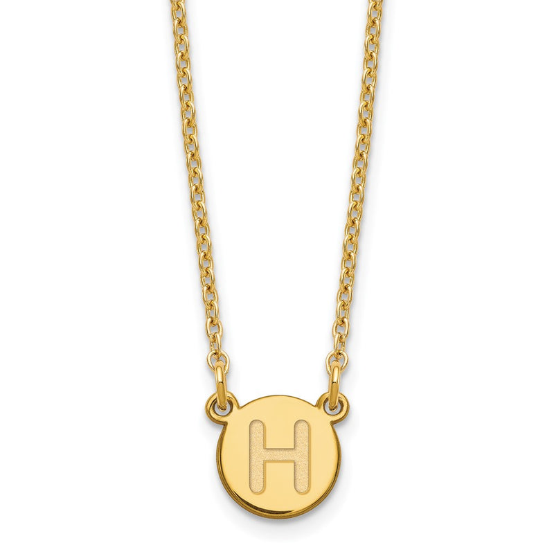 Gold Plated Sterling Silver Tiny Circle Block Letter H Initial Necklace