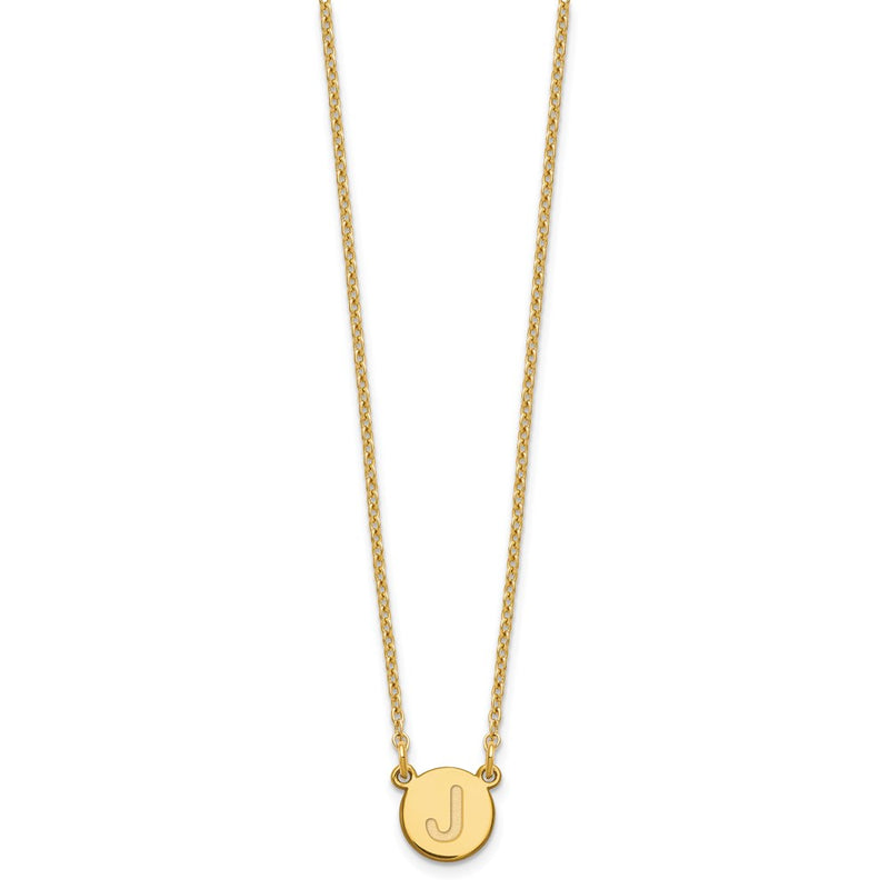 Gold Plated Sterling Silver Tiny Circle Block Letter J Initial Necklace