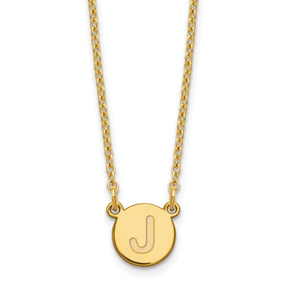 Gold Plated Sterling Silver Tiny Circle Block Letter J Initial Necklace