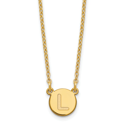 Gold Plated Sterling Silver Tiny Circle Block Letter L Initial Necklace