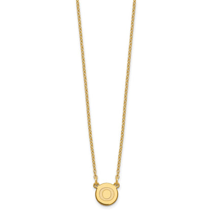 Gold Plated Sterling Silver Tiny Circle Block Letter O Initial Necklace
