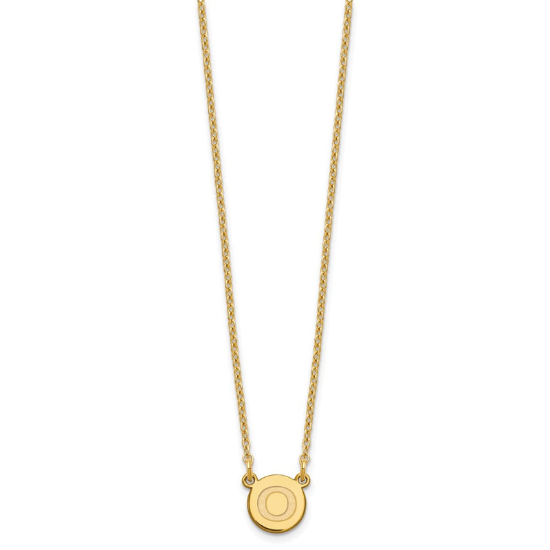 Gold Plated Sterling Silver Tiny Circle Block Letter O Initial Necklace