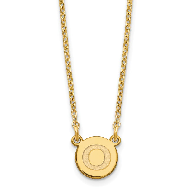 Gold Plated Sterling Silver Tiny Circle Block Letter O Initial Necklace