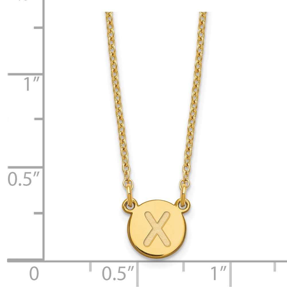 Gold Plated Sterling Silver Tiny Circle Block Letter X Initial Necklace