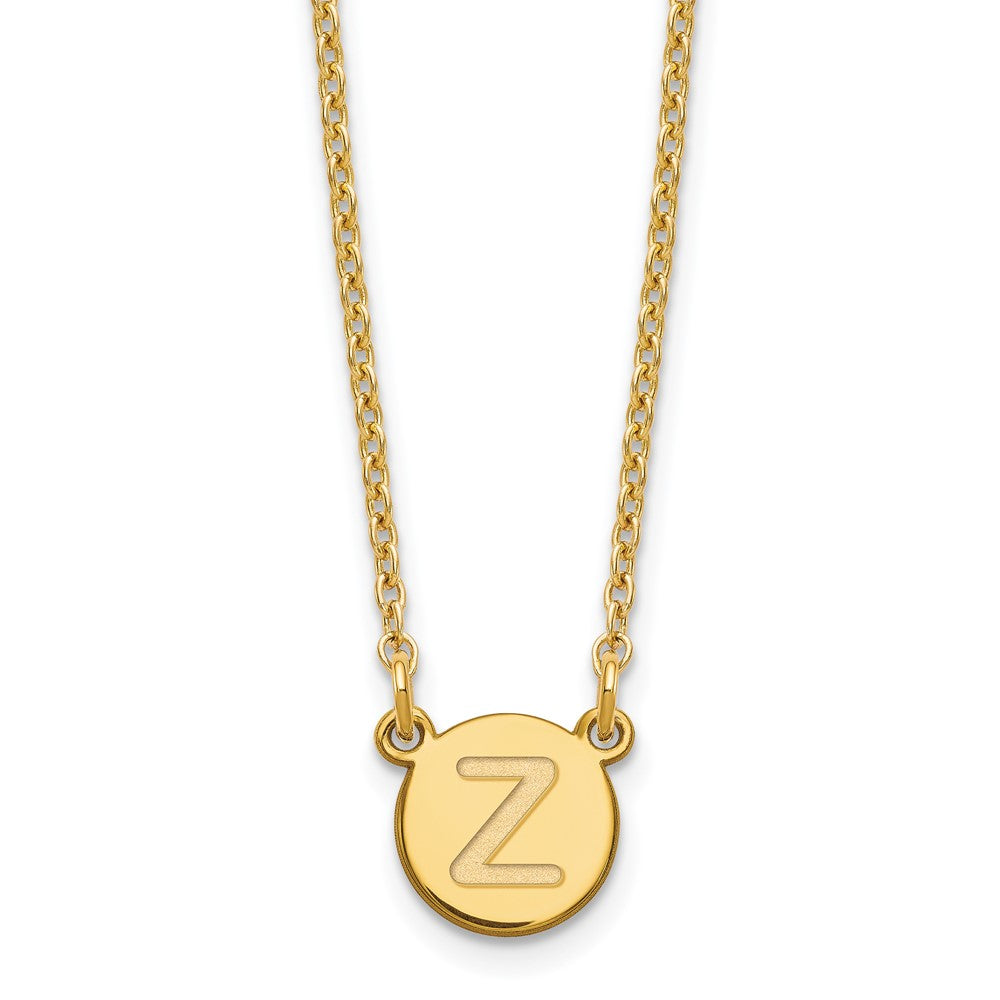 Gold Plated Sterling Silver Tiny Circle Block Letter Z Initial Necklace