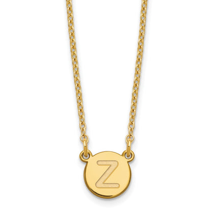 Gold Plated Sterling Silver Tiny Circle Block Letter Z Initial Necklace