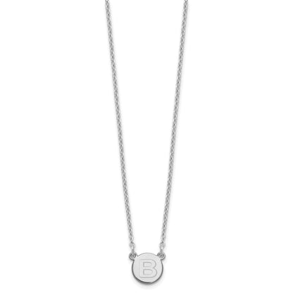 Sterling Silver Rhodium Plated Tiny Circle Block Letter B Initial Necklace