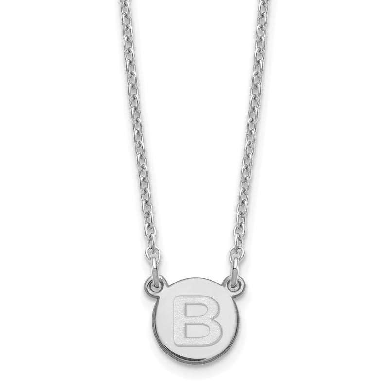 Sterling Silver Rhodium Plated Tiny Circle Block Letter B Initial Necklace
