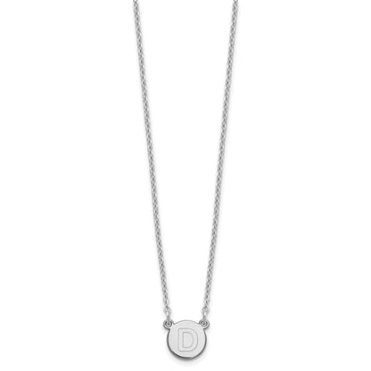 Sterling Silver Rhodium Plated Tiny Circle Block Letter D Initial Necklace