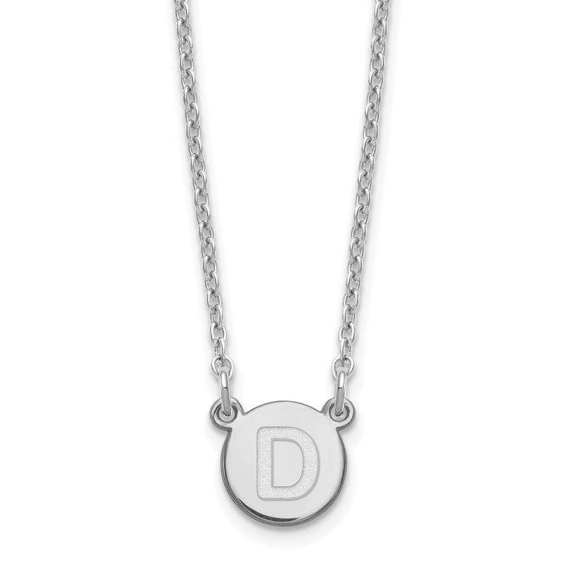 Sterling Silver Rhodium Plated Tiny Circle Block Letter D Initial Necklace