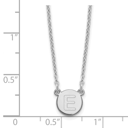 Sterling Silver Rhodium Plated Tiny Circle Block Letter E Initial Necklace